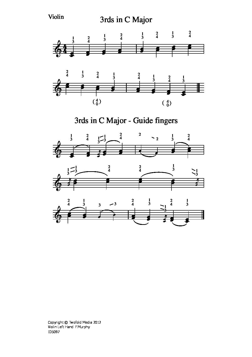 3rds in c major – guide fingers_vn