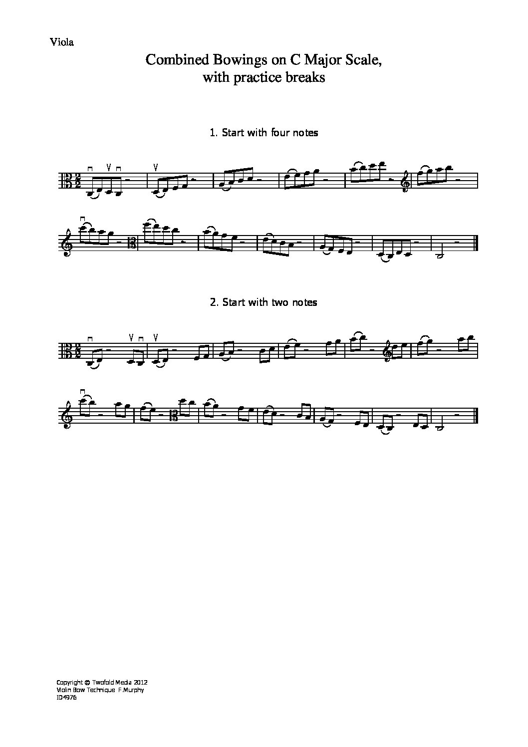 Combination bowings c major scale_va