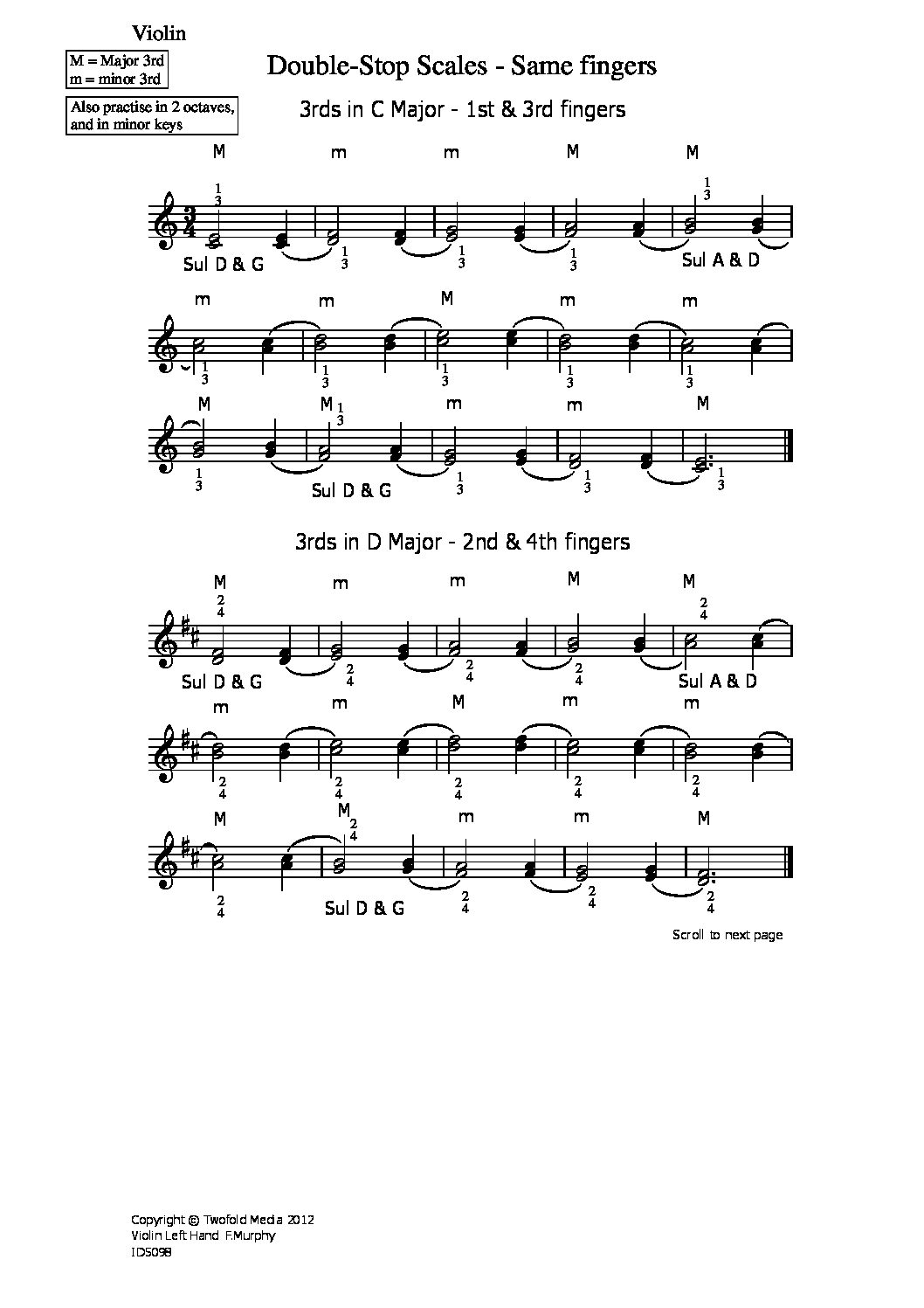 Double-stop scales – same fingers_vn