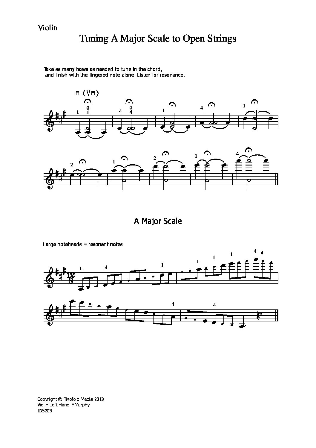 Tuning a major scale to open strings_vn